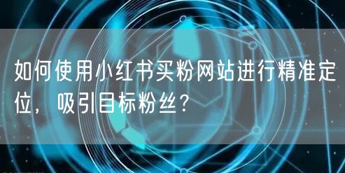 如何使用小红书买粉网站进行精准定位，吸引目标粉丝？