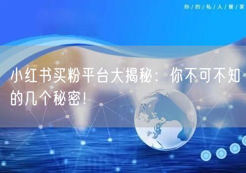小红书买粉平台大揭秘：你不可不知的几个秘密！