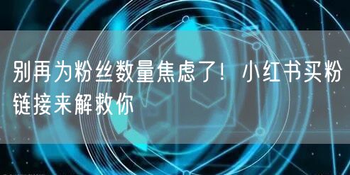 别再为粉丝数量焦虑了！小红书买粉链接来解救你